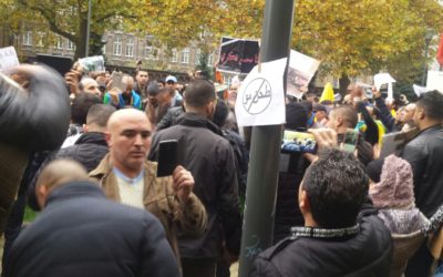 Betogers aan Marokkaanse ambassade in Brussel voor dood van visverkoper