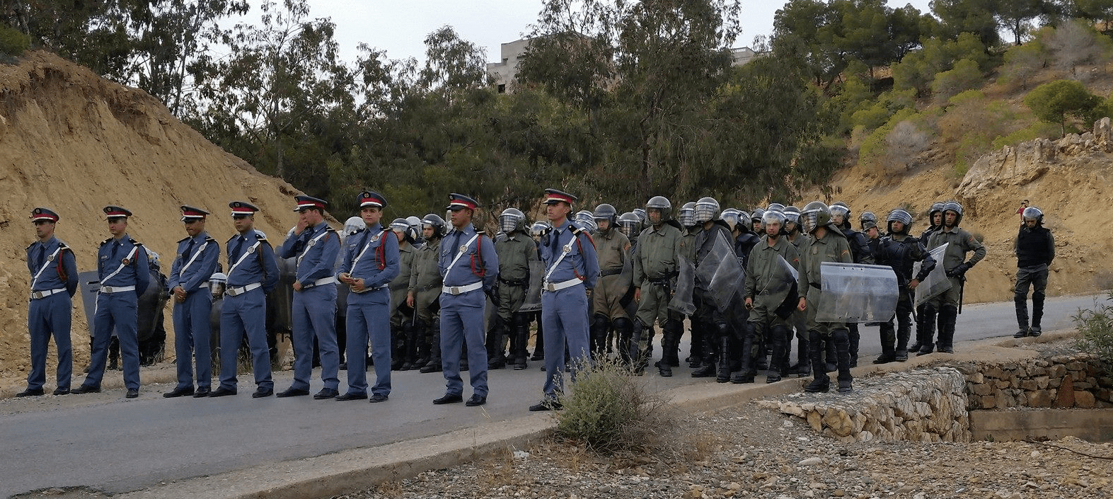 Gendarmes tijdens een demonstratie in de Rif 2017